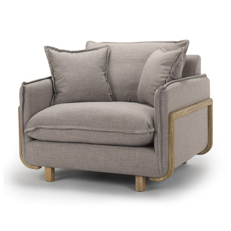 Roy II Flint Gray Upholstered and Brown Wood Frame Arm Chair