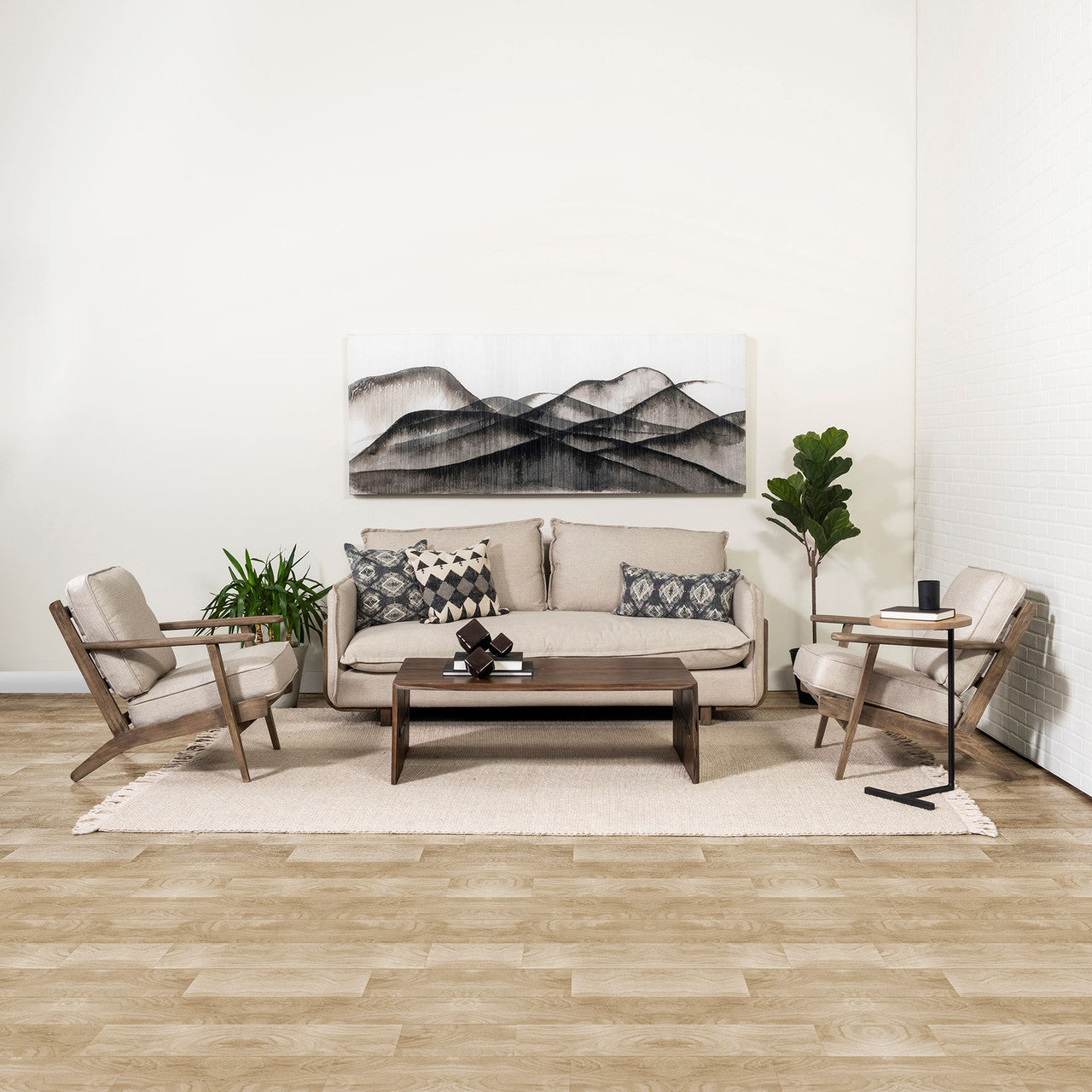 Roy I 84" Beige Upholstered Three Seater Sofa