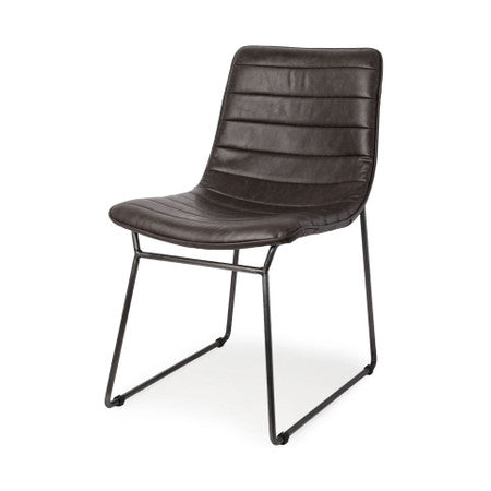 Thornton Dark Brown Faux-Leather Seat Black Iron Frame Dining Chair
