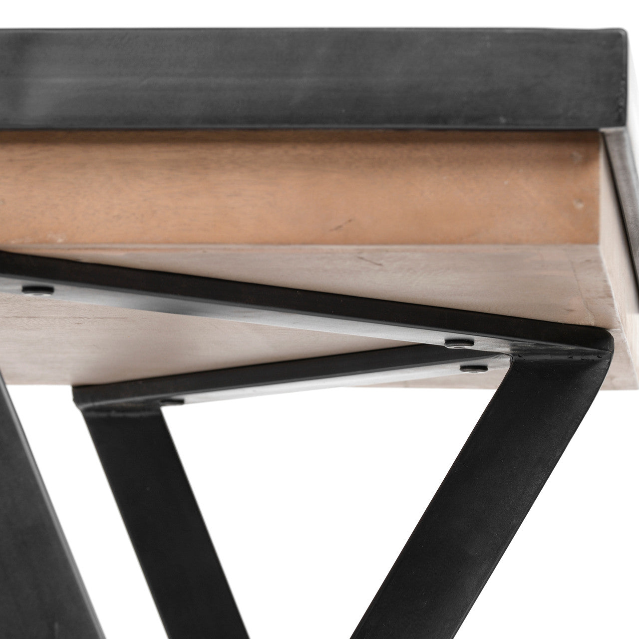 Steinbeck 61L x 28.75W x 30H Light Brown Wooden Iron Frame Office Desk