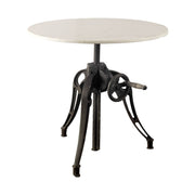 Emslie III 30" Round White Marble Top Black Metal Base Dining Table