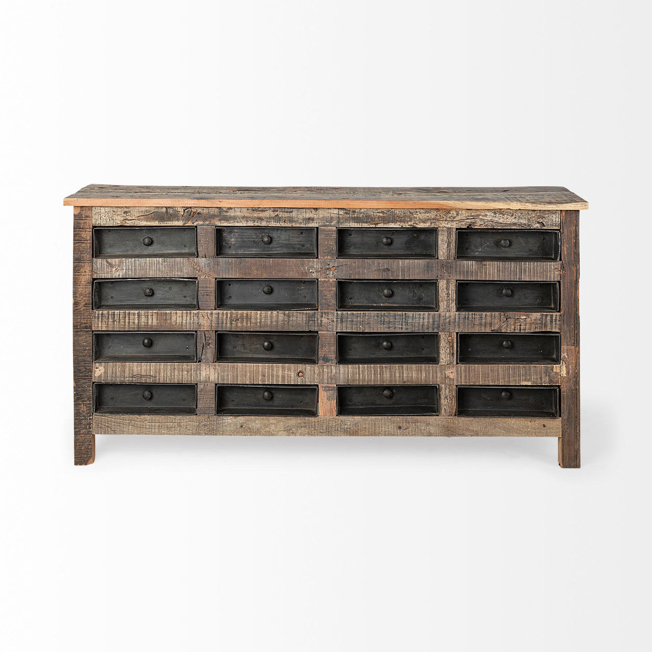 Wilton I 63x16 Reclaimed Wood and Metal 16 Drawer Sideboard