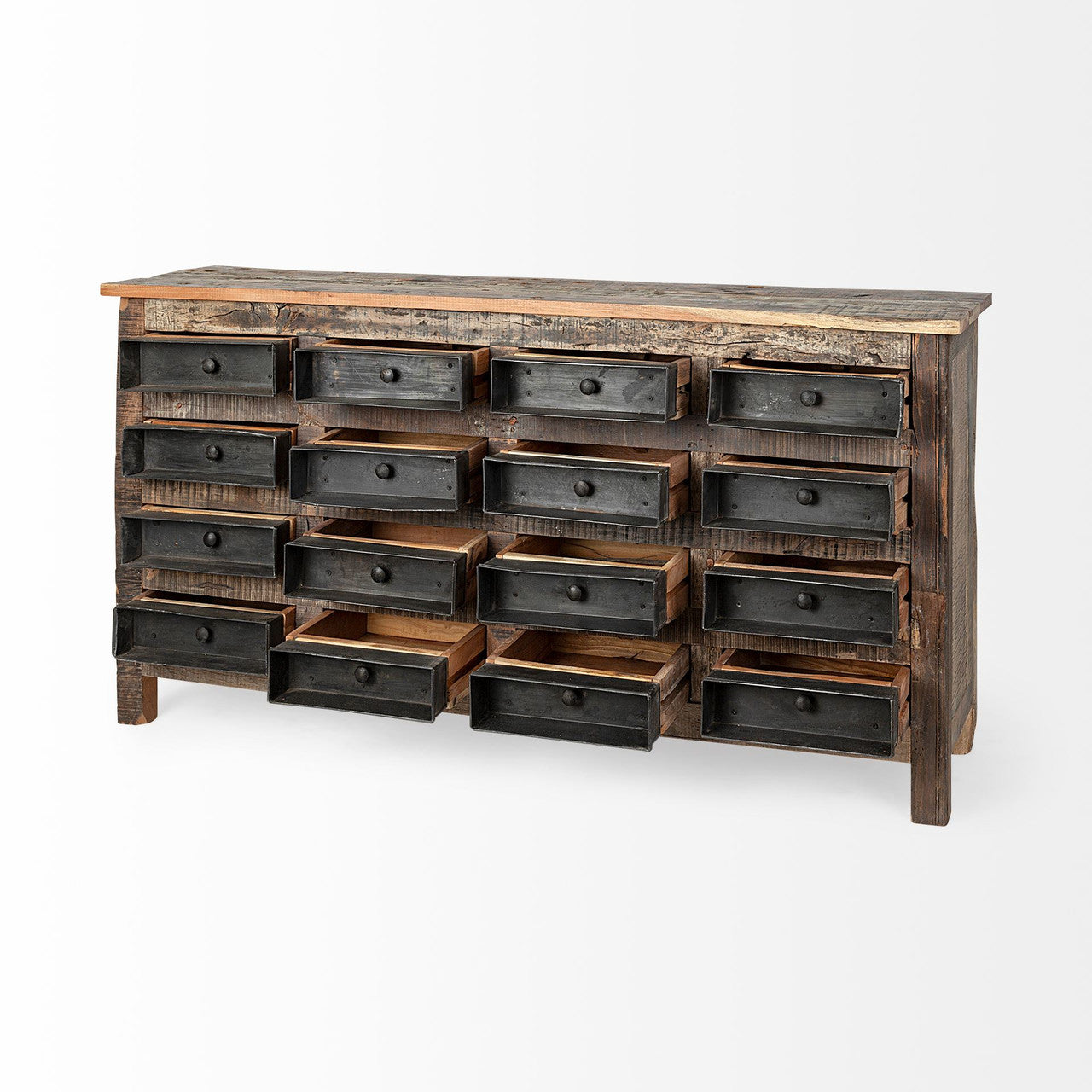 Wilton I 63x16 Reclaimed Wood and Metal 16 Drawer Sideboard