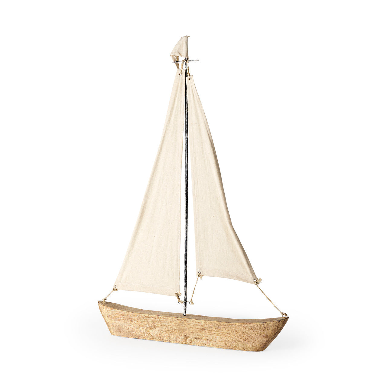 Tartane Large 22L x 2W Brown/Cream Nautical Inspired Sailboat