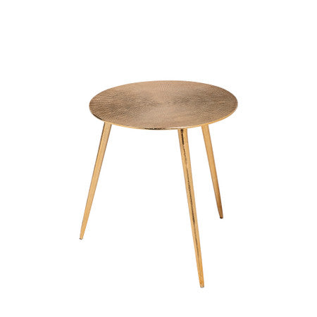 Reva Gold Round Top Cast Aluminum Accent Table