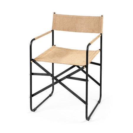 Direttore Tan Leather W/ Black Iron Frame Dining Chair