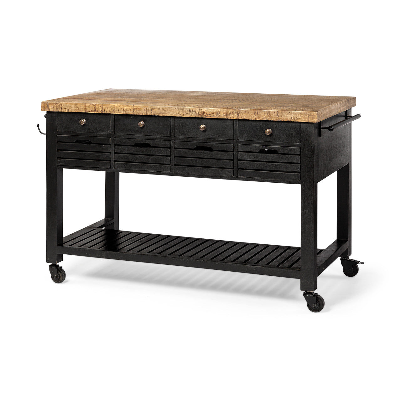 Columbia 62L x 28W x 36H Black Wooden Kitchen Island