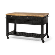 Columbia 62L x 28W x 36H Black Wooden Kitchen Island