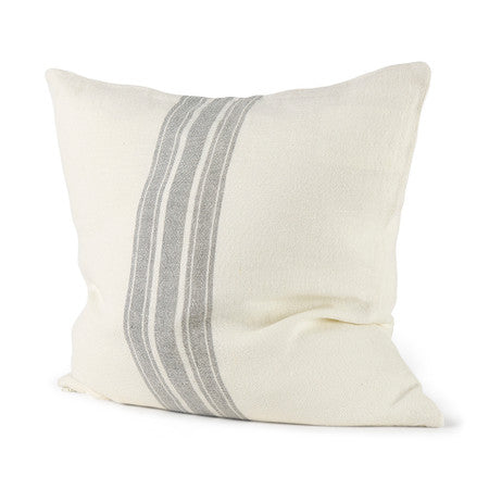 Patrice Cream With Gray Stripes Decorative Pillow Cover