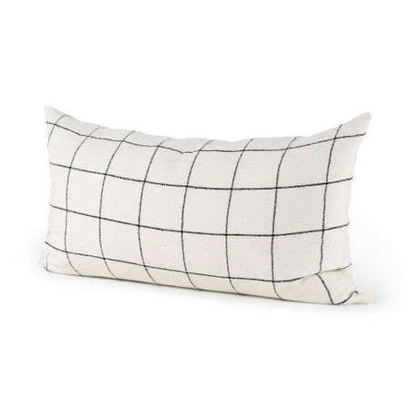 Suzanne White/Black Square Pattern Decorative Pillow Cover