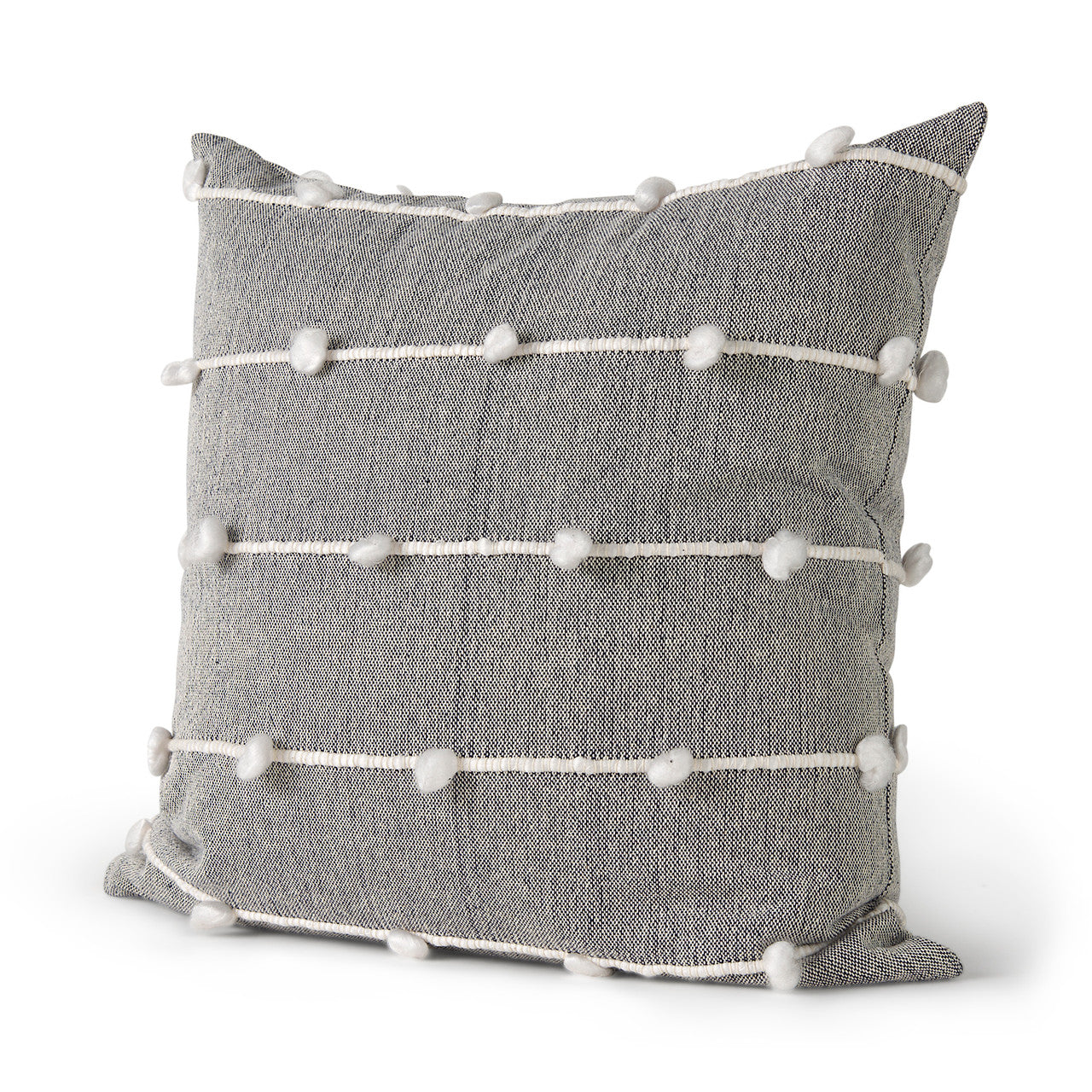 Linda 20 x 20 Navy And Cream With White Detail Decorative Pillow Cover