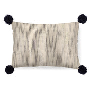 Krystal 13 x 21 Cream/Blue Pom Pom Decorative Pillow Cover