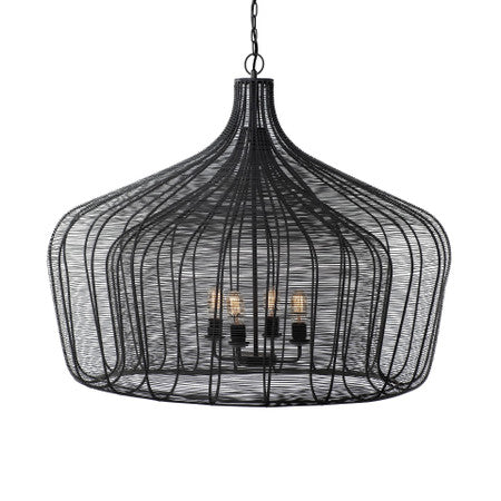 Camila Black Metal Mesh-Style Four Bulb Chandelier