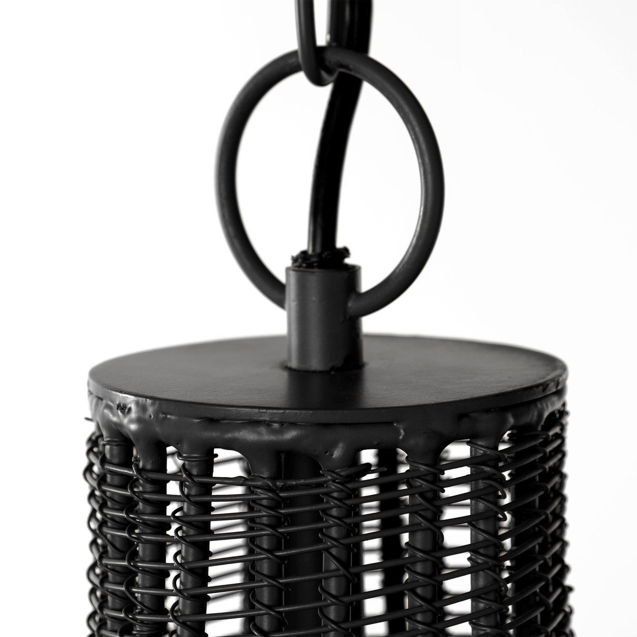 Camila (40"x31") Black Metal Mesh-Style Four Bulb Chandelier