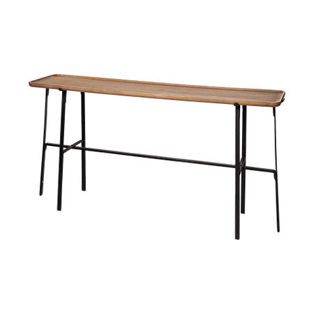 Helios Rectangular Brown Raised Edge Top Console Table