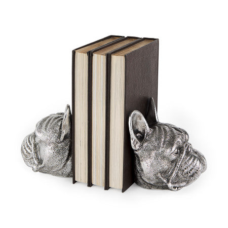 Bruno Silver American Bulldog Bookends