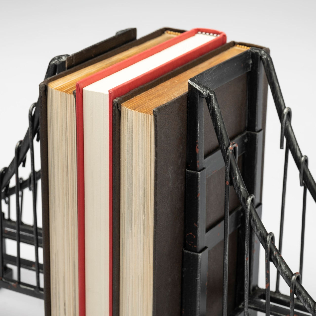 Suspension Set of 2 19L x 4W Brown Wrought Iron Suspension Bridge Bookends