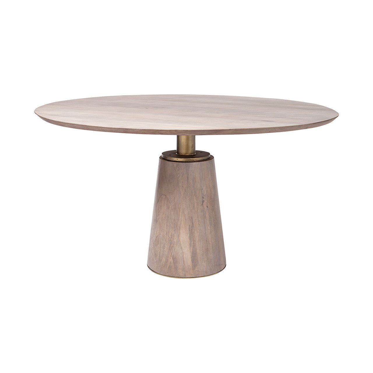 Maxwell II 54" Round Brown Solid Wood Top Brown Wood/Gold Metal Base Dining Table