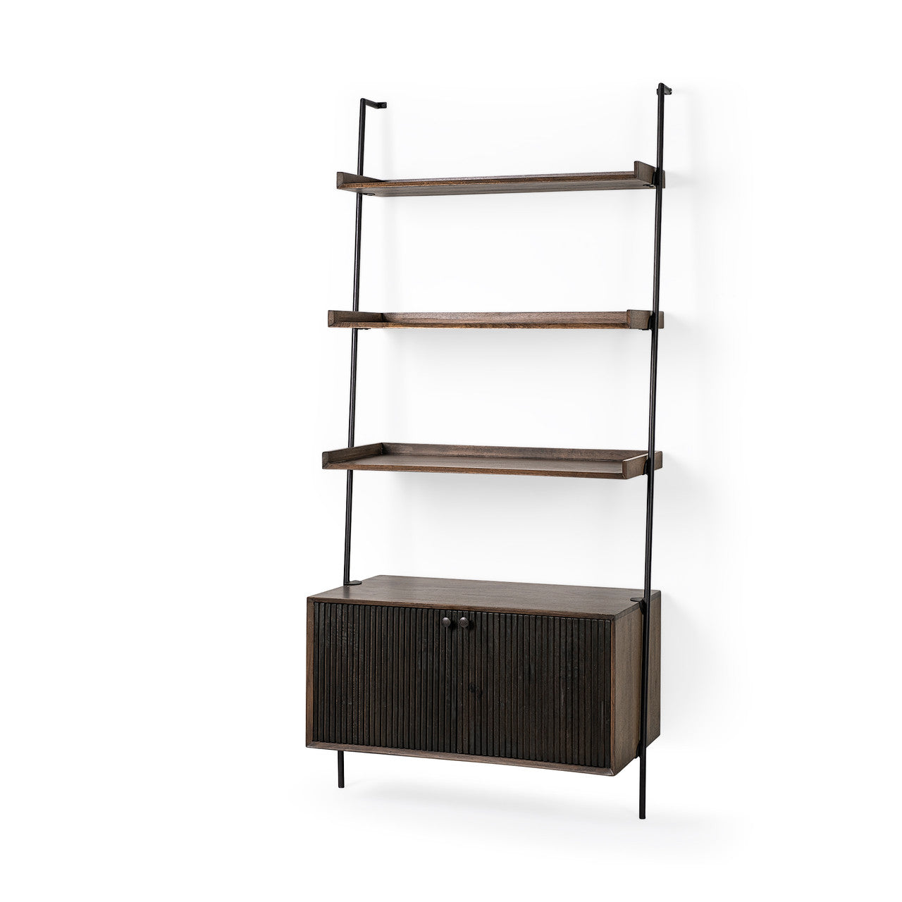 Grace 37.5L x 20W x 82H Two-Toned Brown Wood Three Shelf Shelving Unit