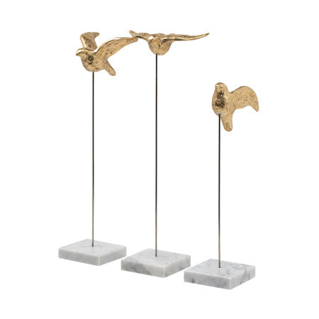 Aya Set of Gold Metal Decorative Birds