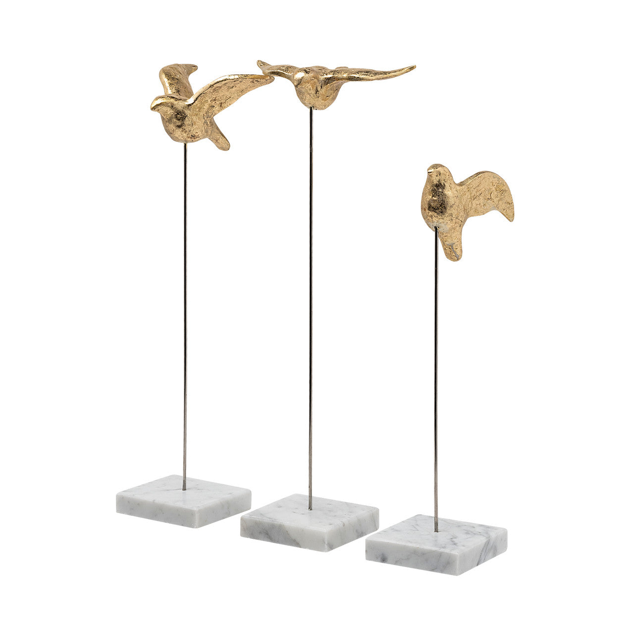Aya Set of 3 11L x 4W Gold Metal Decorative Birds