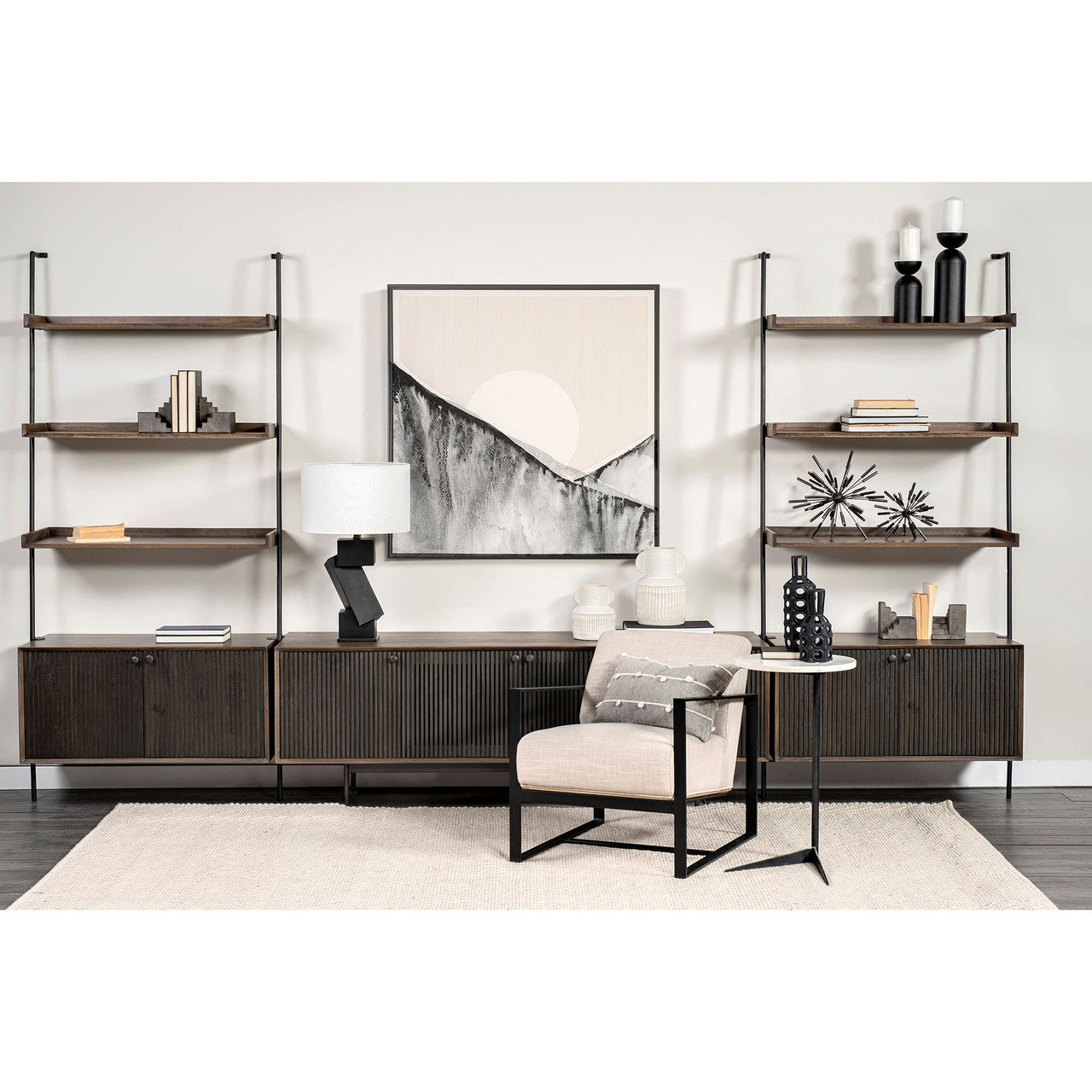 Grace 37.5L x 20W x 82H Two-Toned Brown Wood Three Shelf Shelving Unit