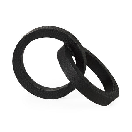 Rafiki Two Blackened Hammered Finish Metal Conjoined Circles