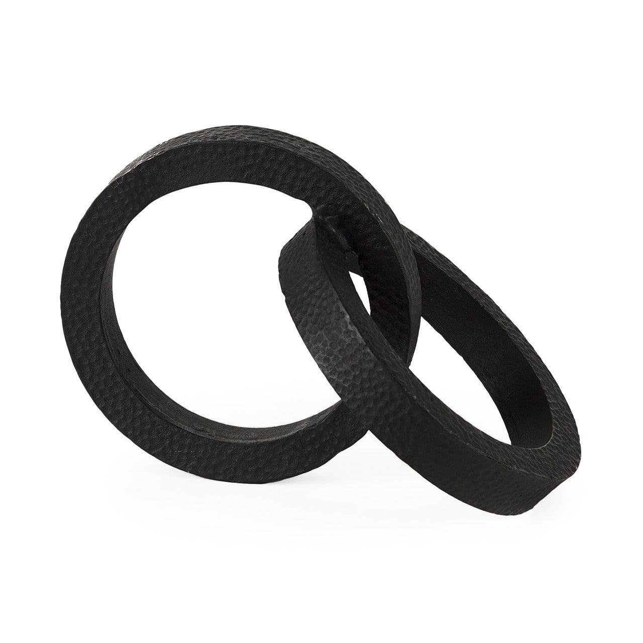 Rafiki Two Blackened Hammered Finish Metal Conjoined Circles