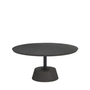 Maxwell 34L x 34W x 16H Dark Brown Wood W/ Black Metal Pedestal Base Round Coffee Table
