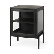 Arelius 20L x 18W x 26H Black-Brown Wood W/ Black Metal Frame End/Side Table
