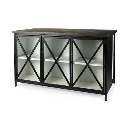 Dimitra Dark Iron W/Glass Doors Kitchen Island