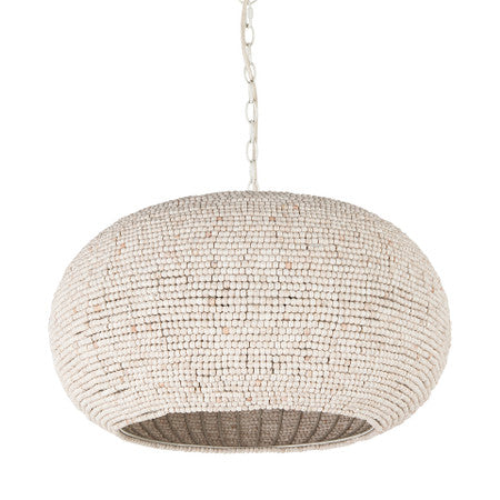 Theta White-Washed Beaded Chandelier