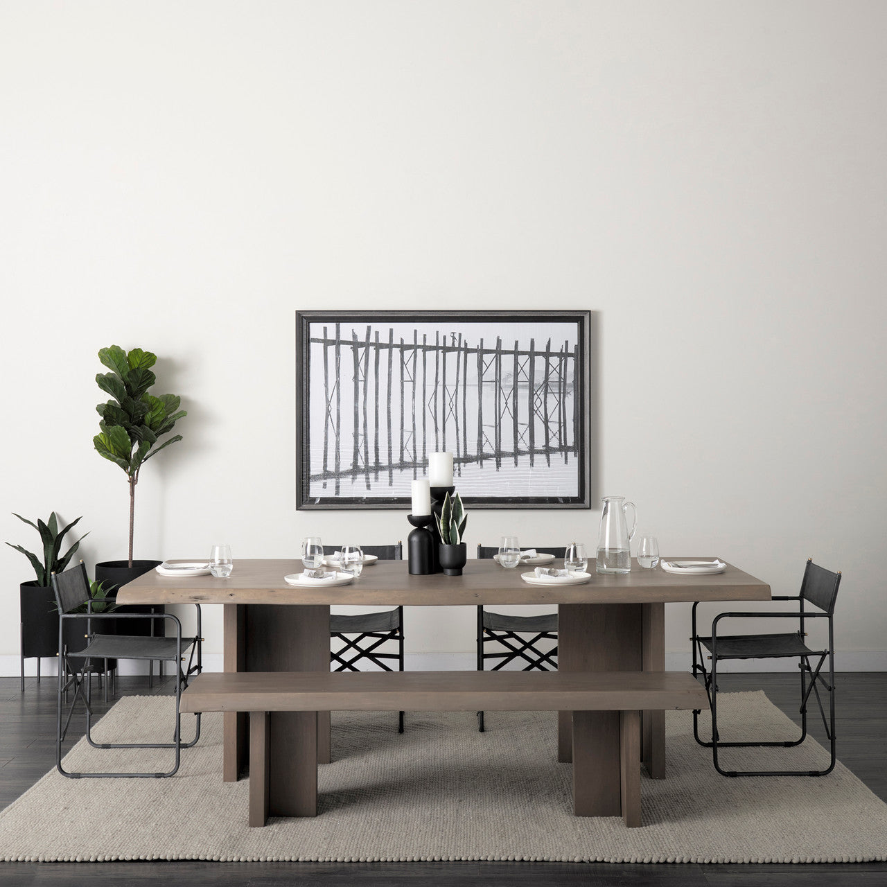 Direttore Black Iron Frame Black Leather Dining Chair