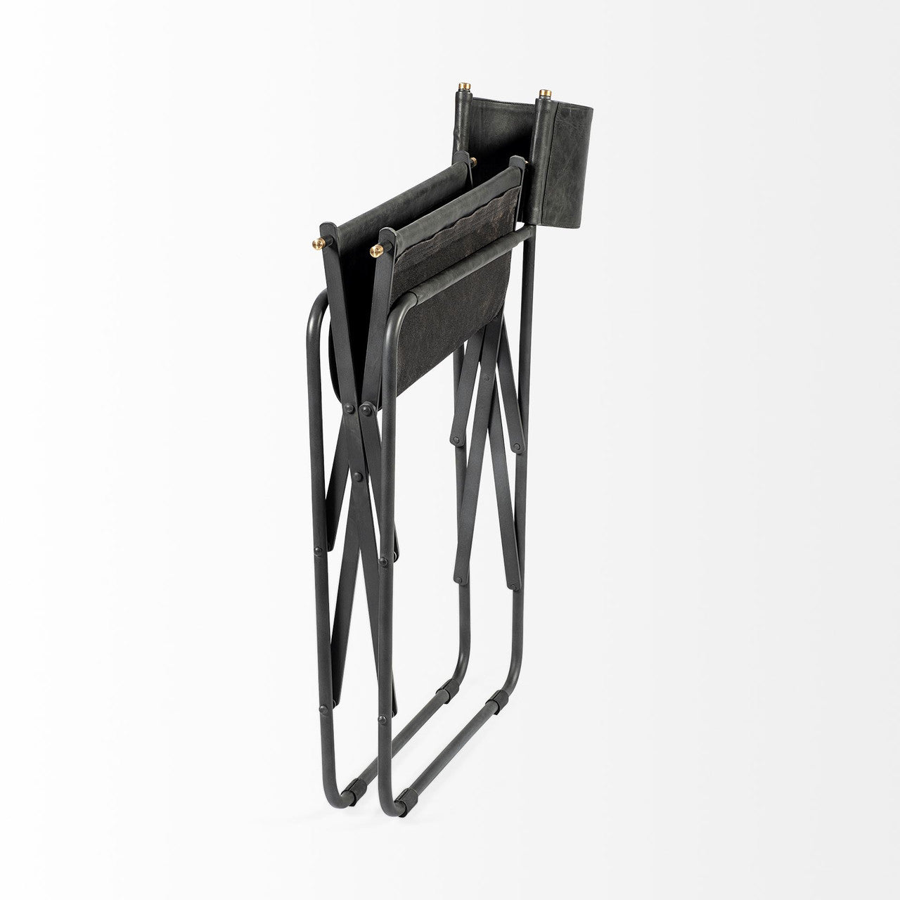 Direttore Black Iron Frame Black Leather Dining Chair