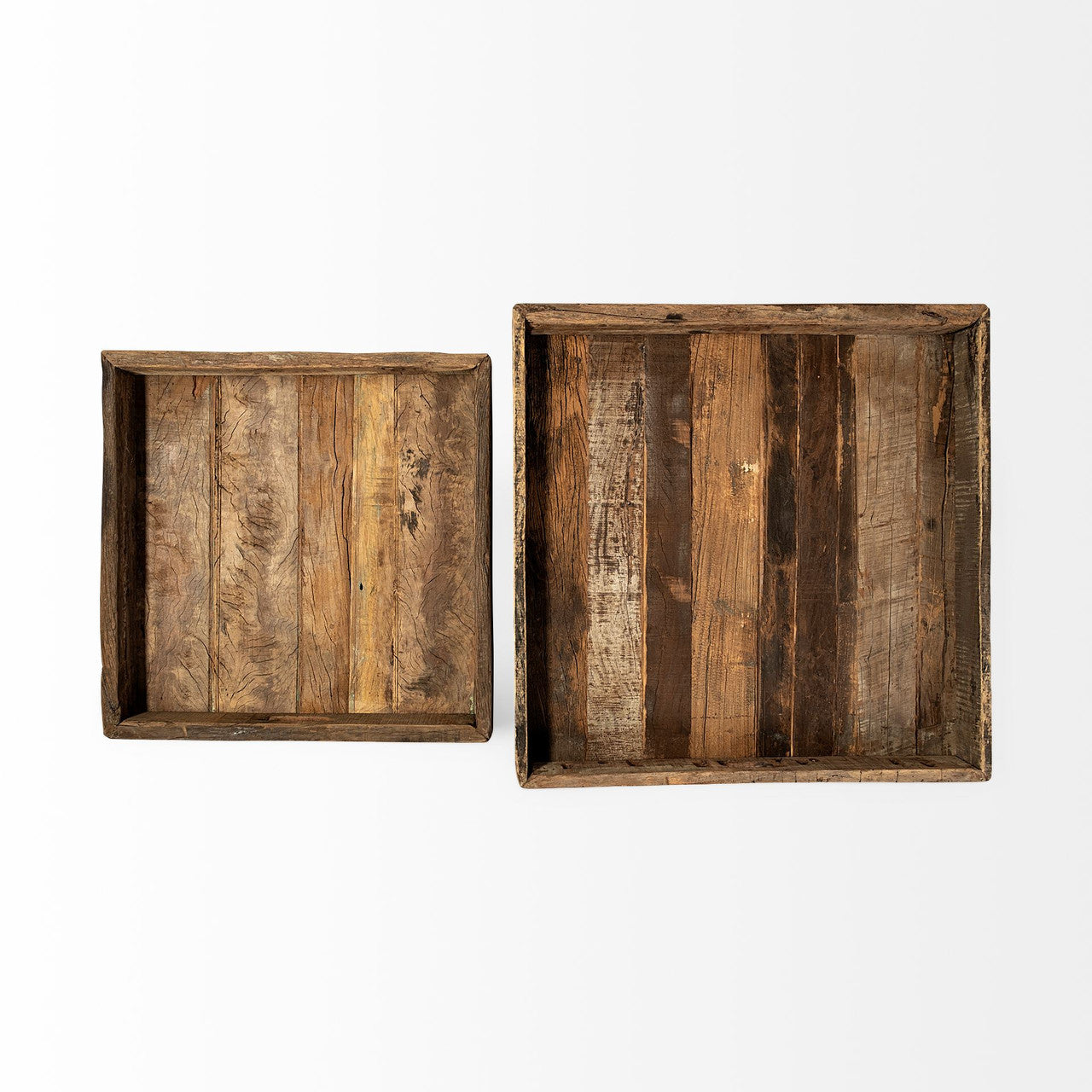 Carson (Large) 30L x 30W Brown Reclaimed Wood Tray