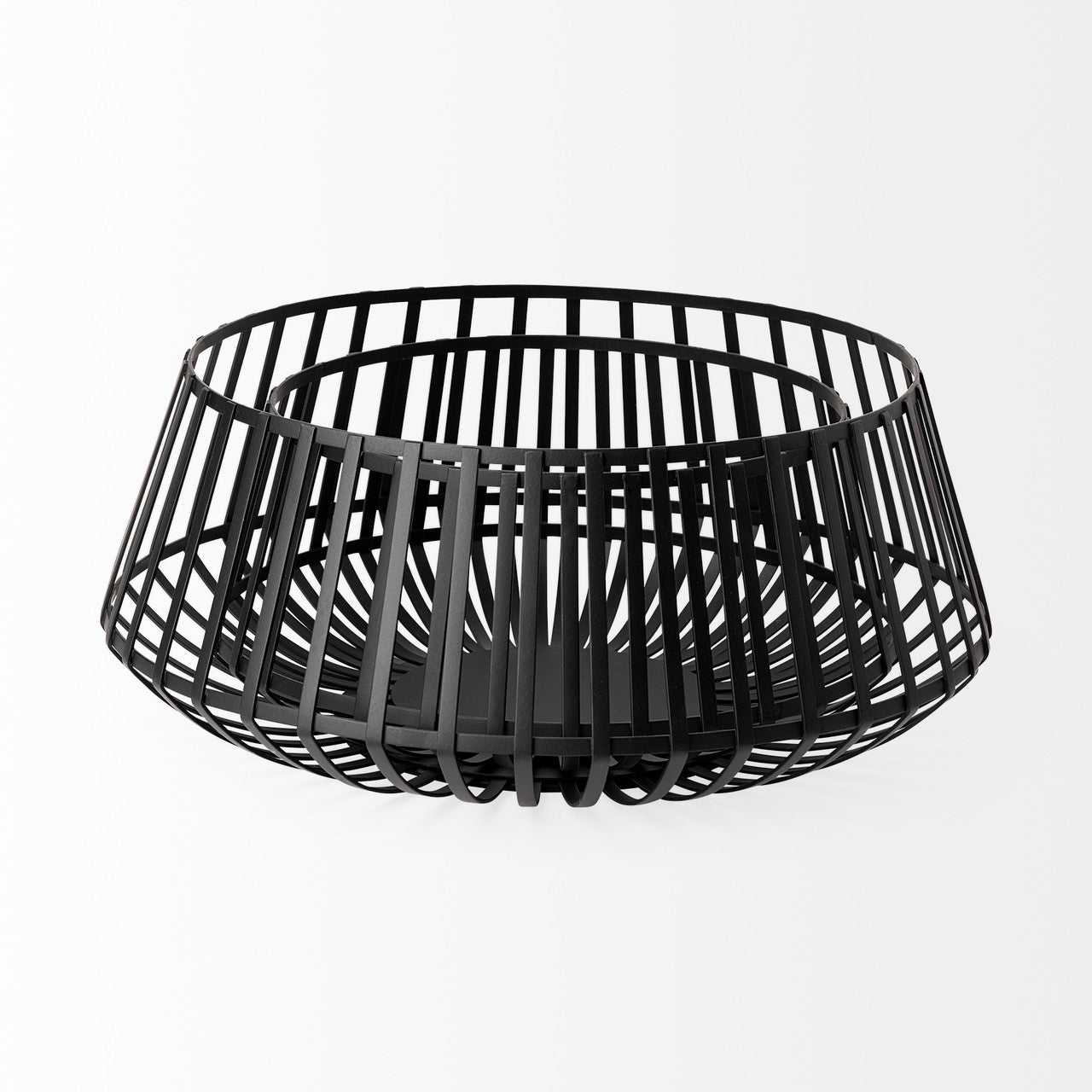 Emilio Set of 2 Black Metal Slated Bowls