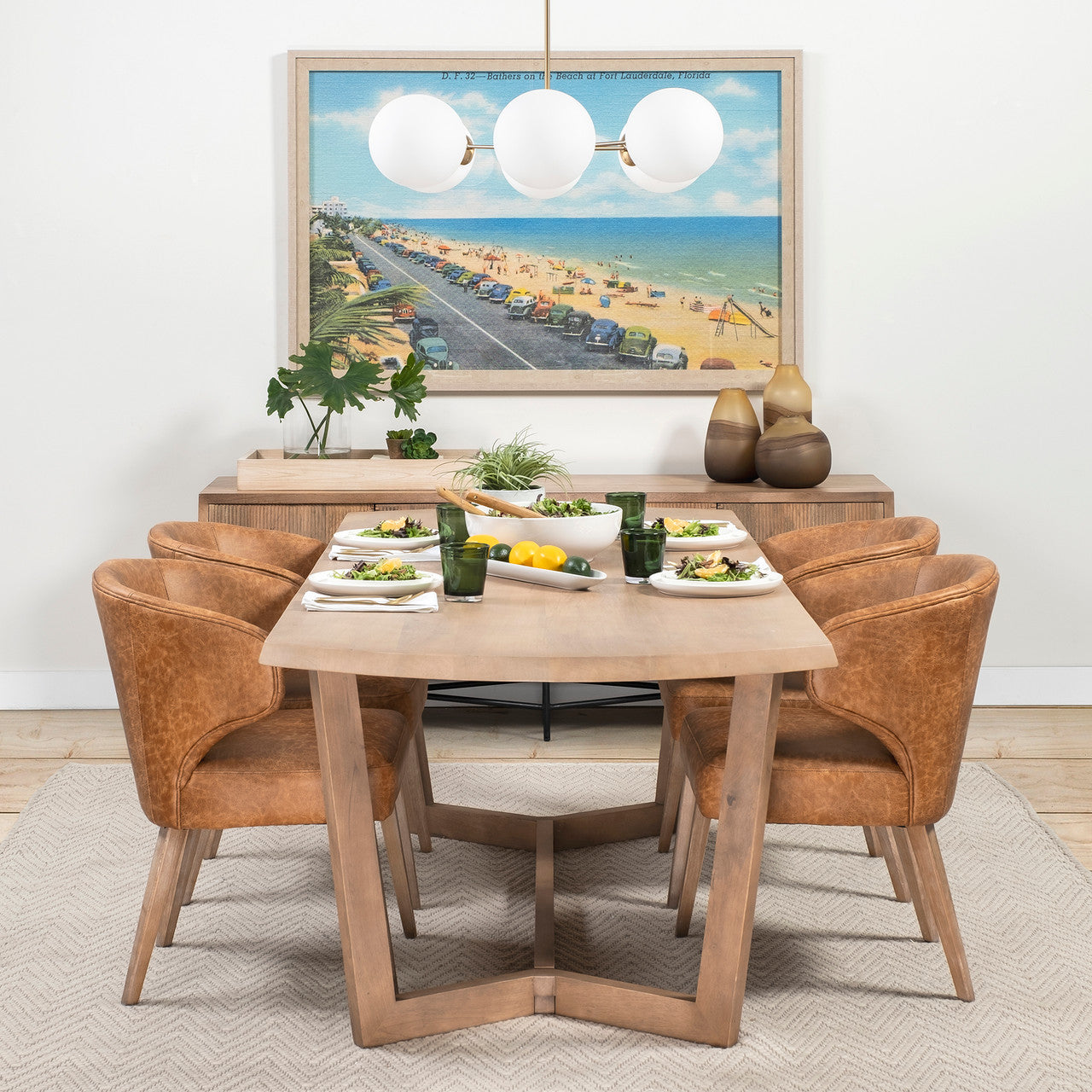 Niles 22.5L x 24.0W x 32.0H Brown Faux Leather Seat W/Brown Wooden Legs Wingback Dining Chair