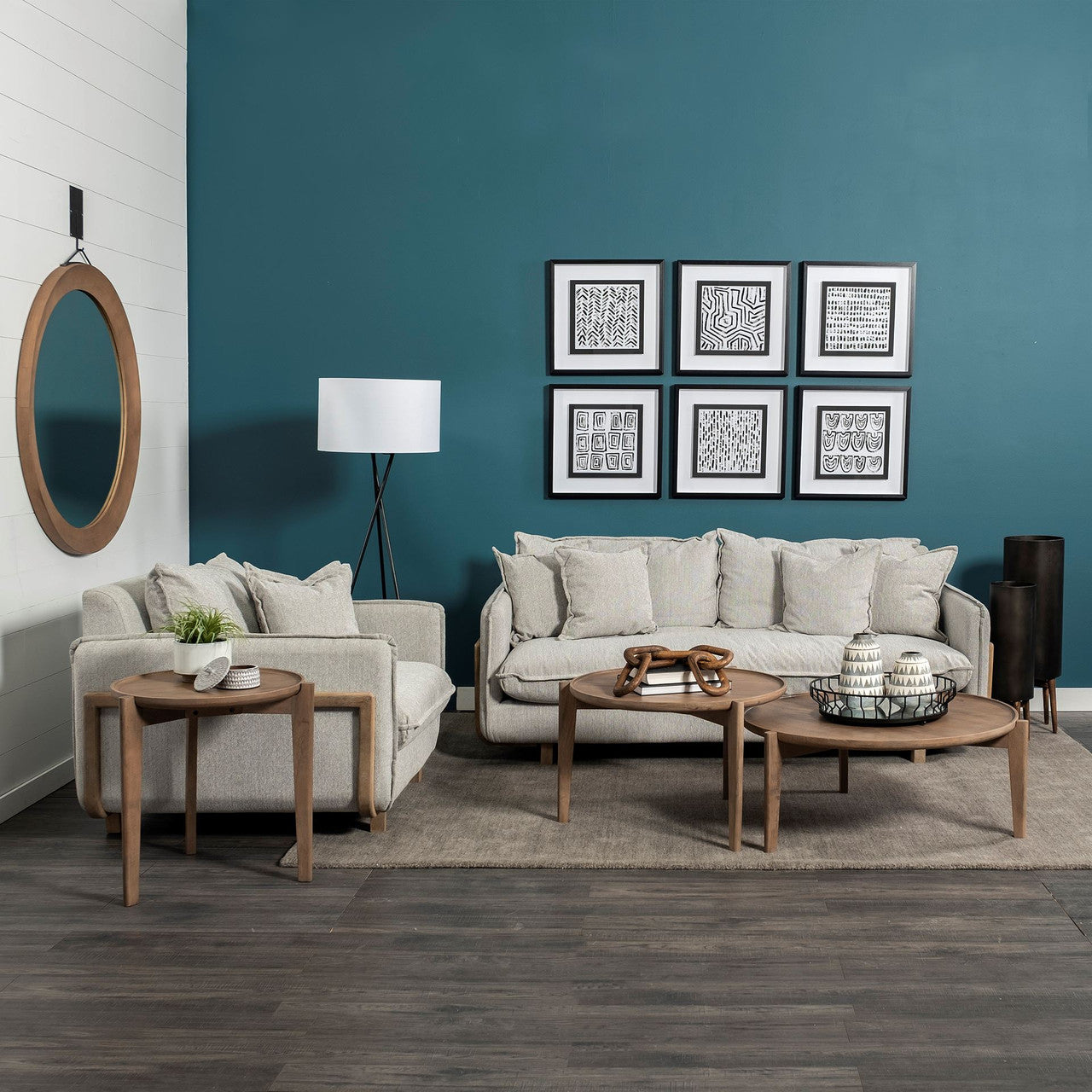 Roy I 84" Frost Gray Upholstered Three Seater Sofa