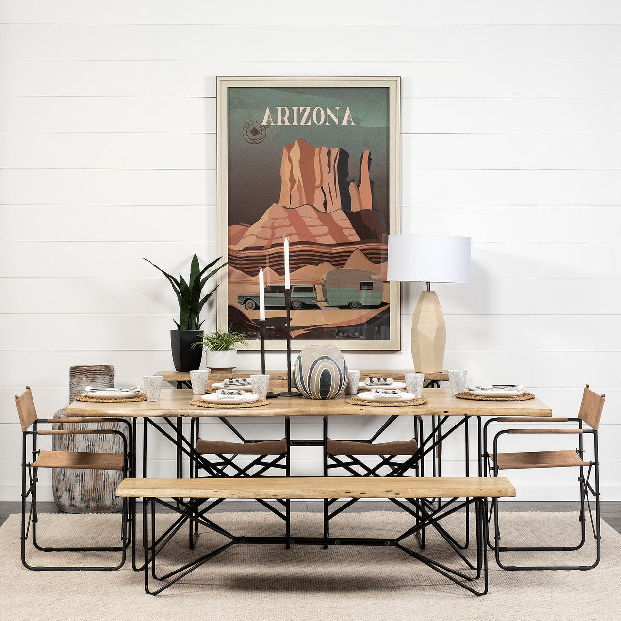 Direttore Tan Leather W/ Black Iron Frame Dining Chair