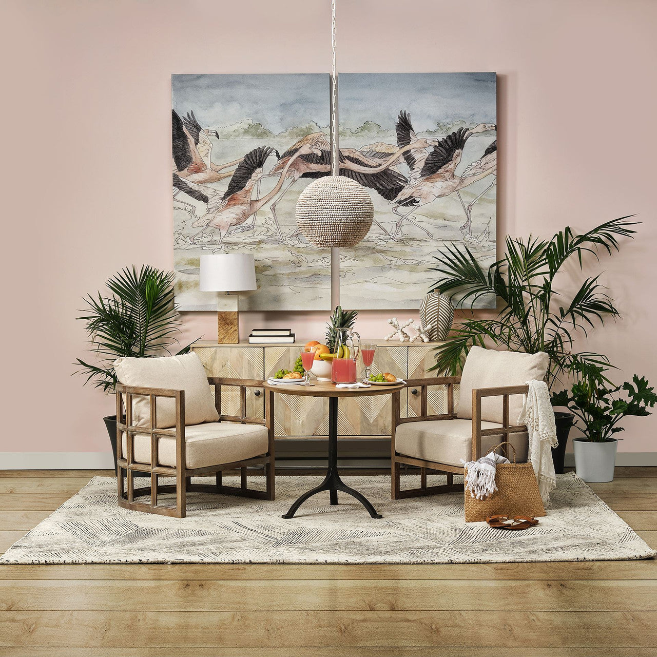Skylar II Tan Fabric Covered Cushioned Demi-Lune Wooden Frame Accent Chair