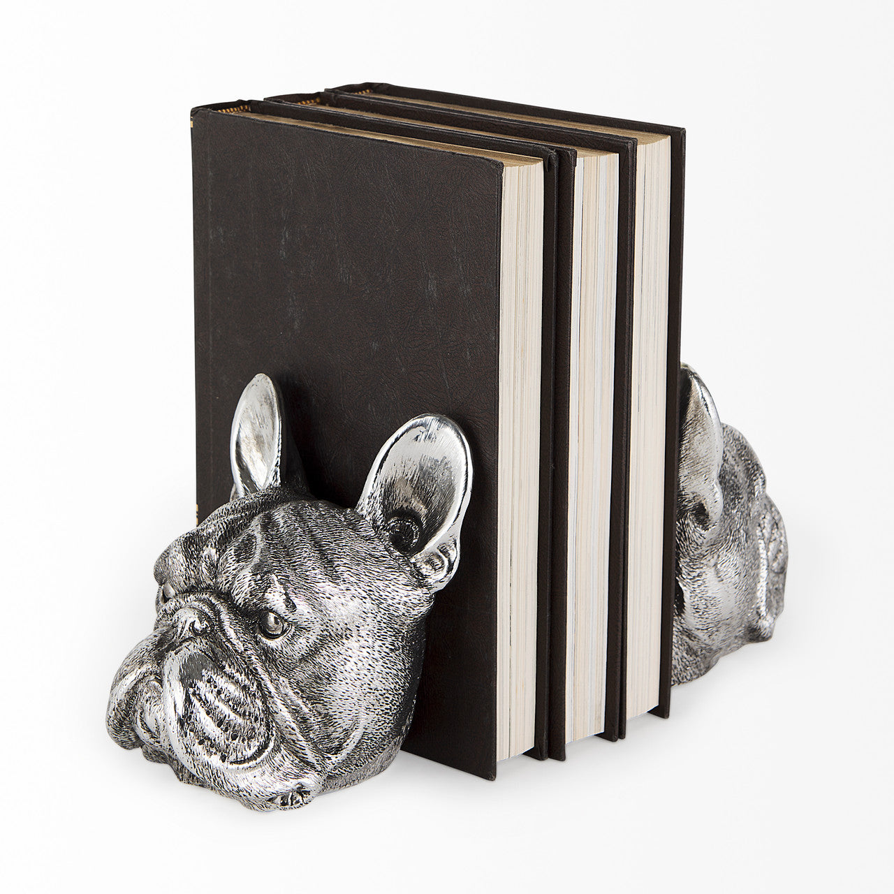 Bruno (Set of 2) 5L x 5W Silver American Bulldog Bookends