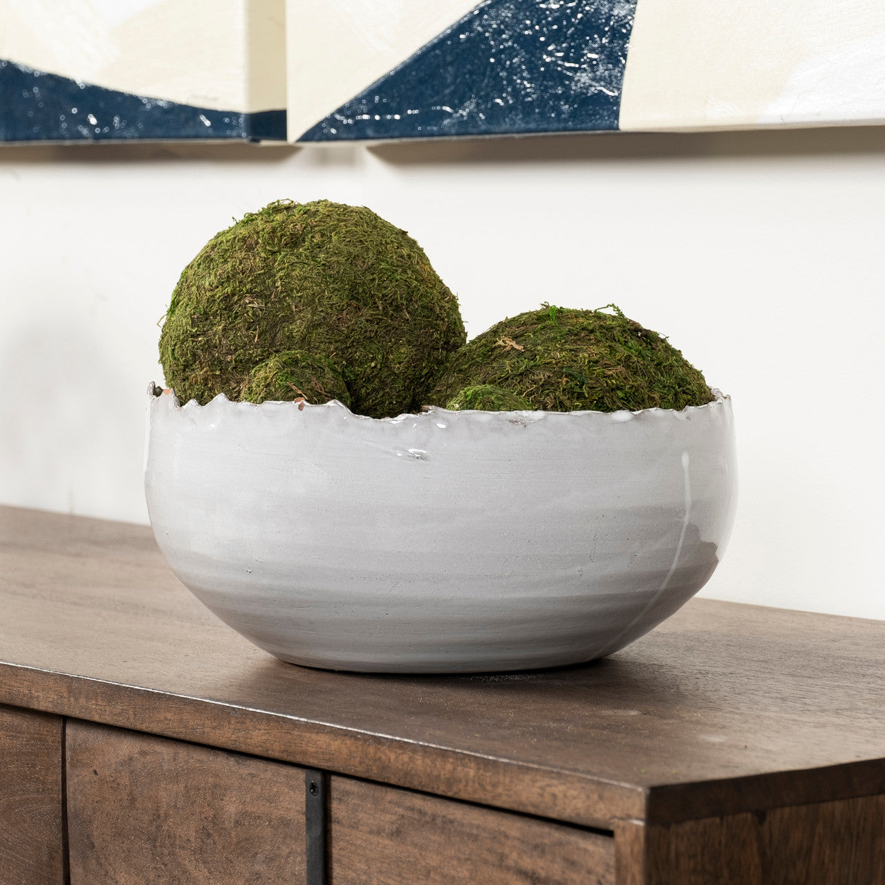 Larsen 13L x 13W White Ceramic Large Decorative Bowl