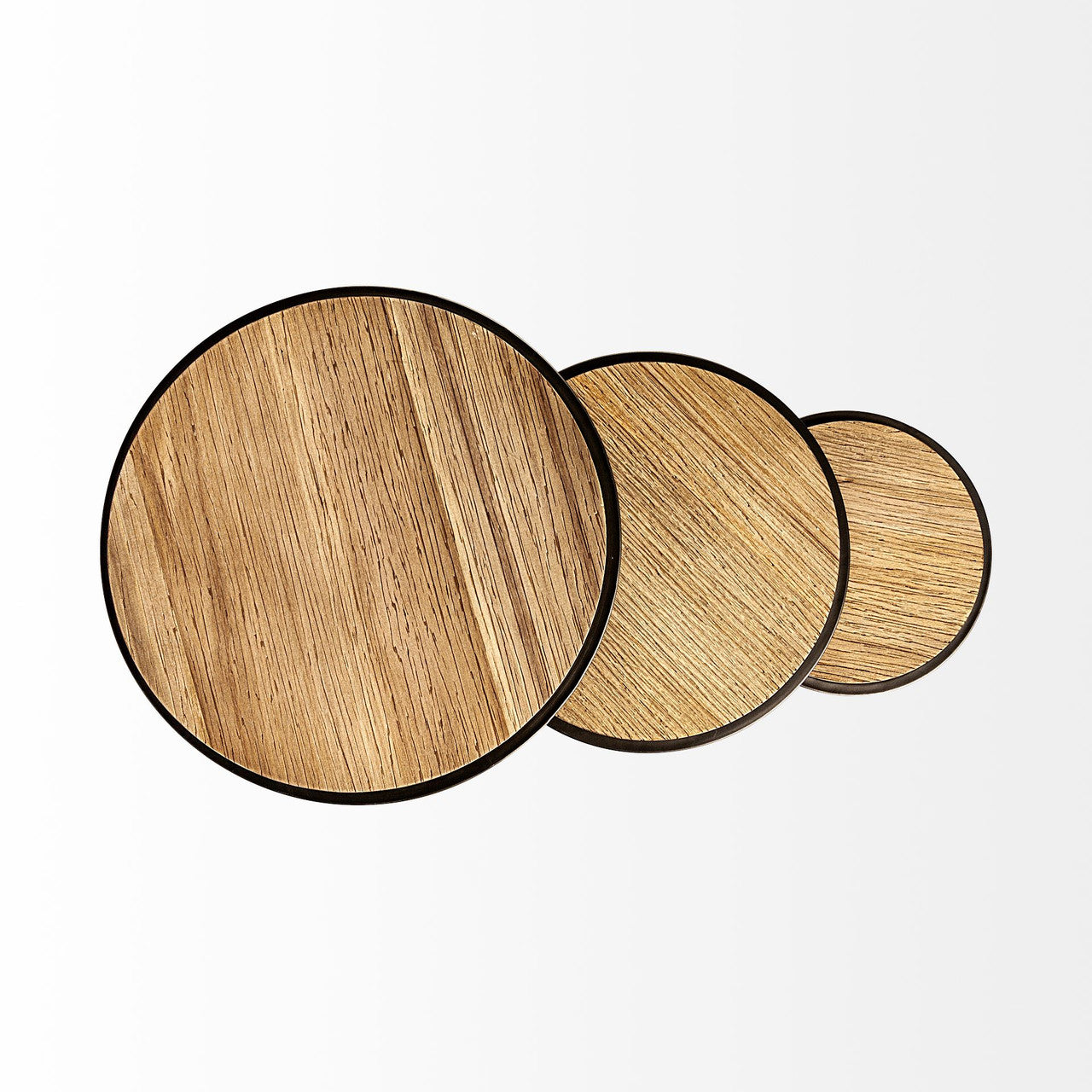 Glover (Set of 3) 20L x 20W Brown Wood Round Top W/Metal Nesting Accent Tables