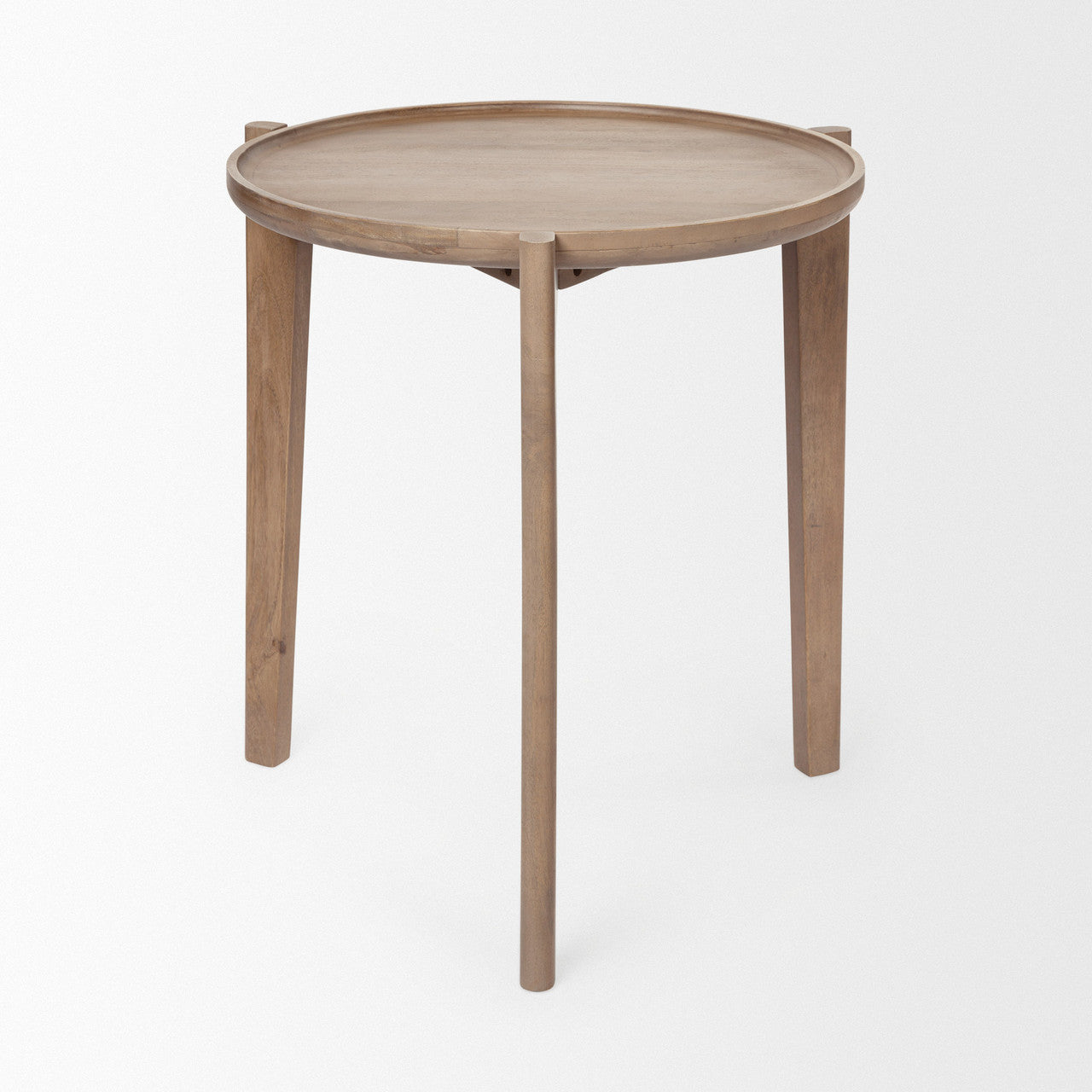 Cleaver I 22 x 24 Round Top Brown Solid Wood Accent Table