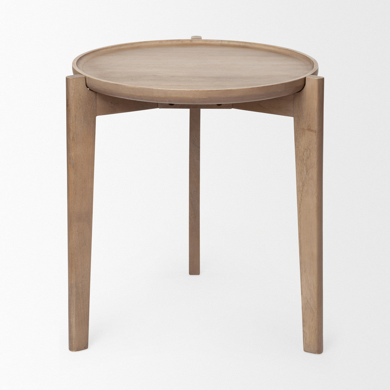 Cleaver I 22 x 24 Round Top Brown Solid Wood Accent Table