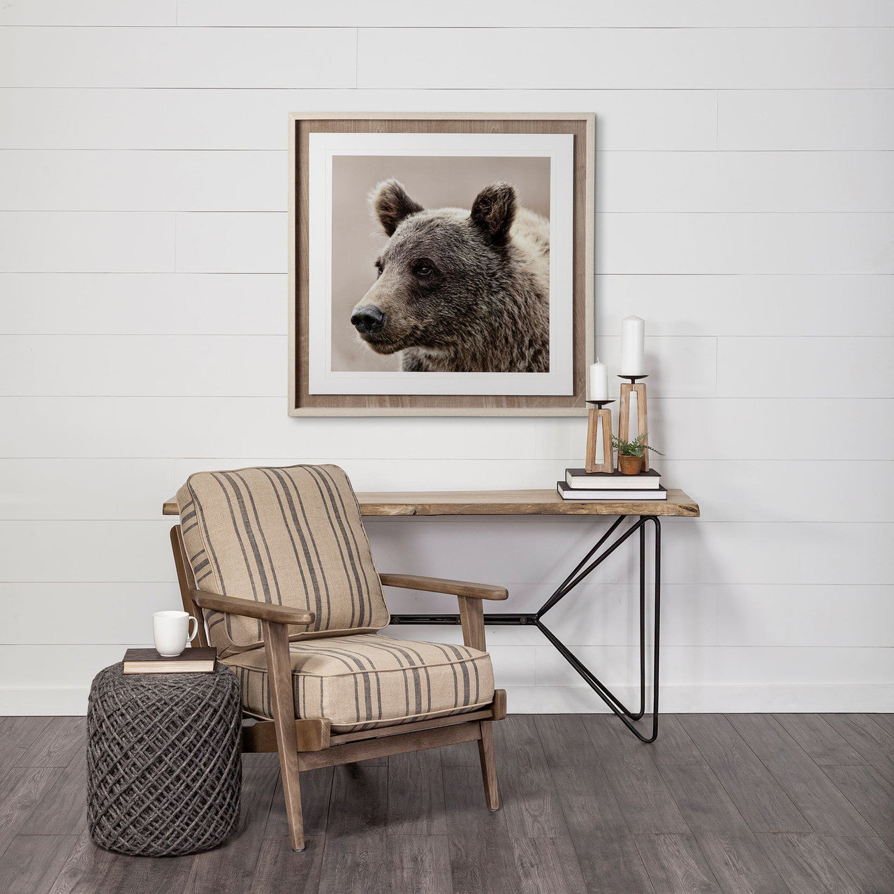 Allium Dark Gray Handwoven Wool Cylindrical Pouf