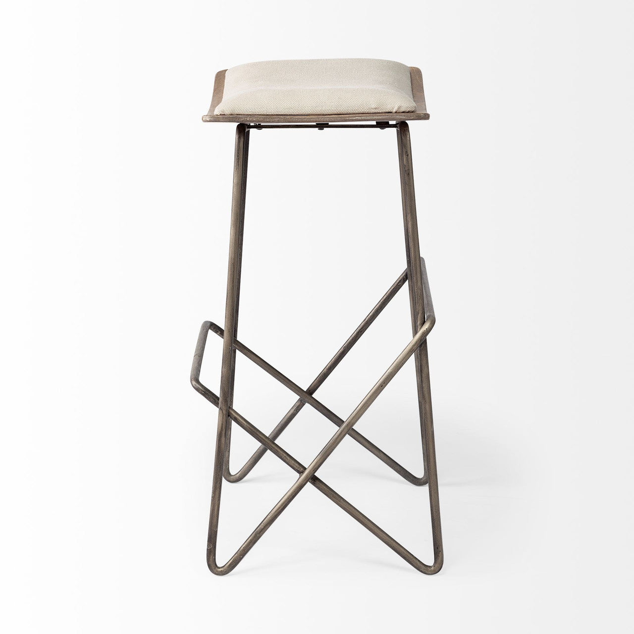Katniss 26" Total Height Cream Fabric Seat Gold Metal Frame Counter Stool