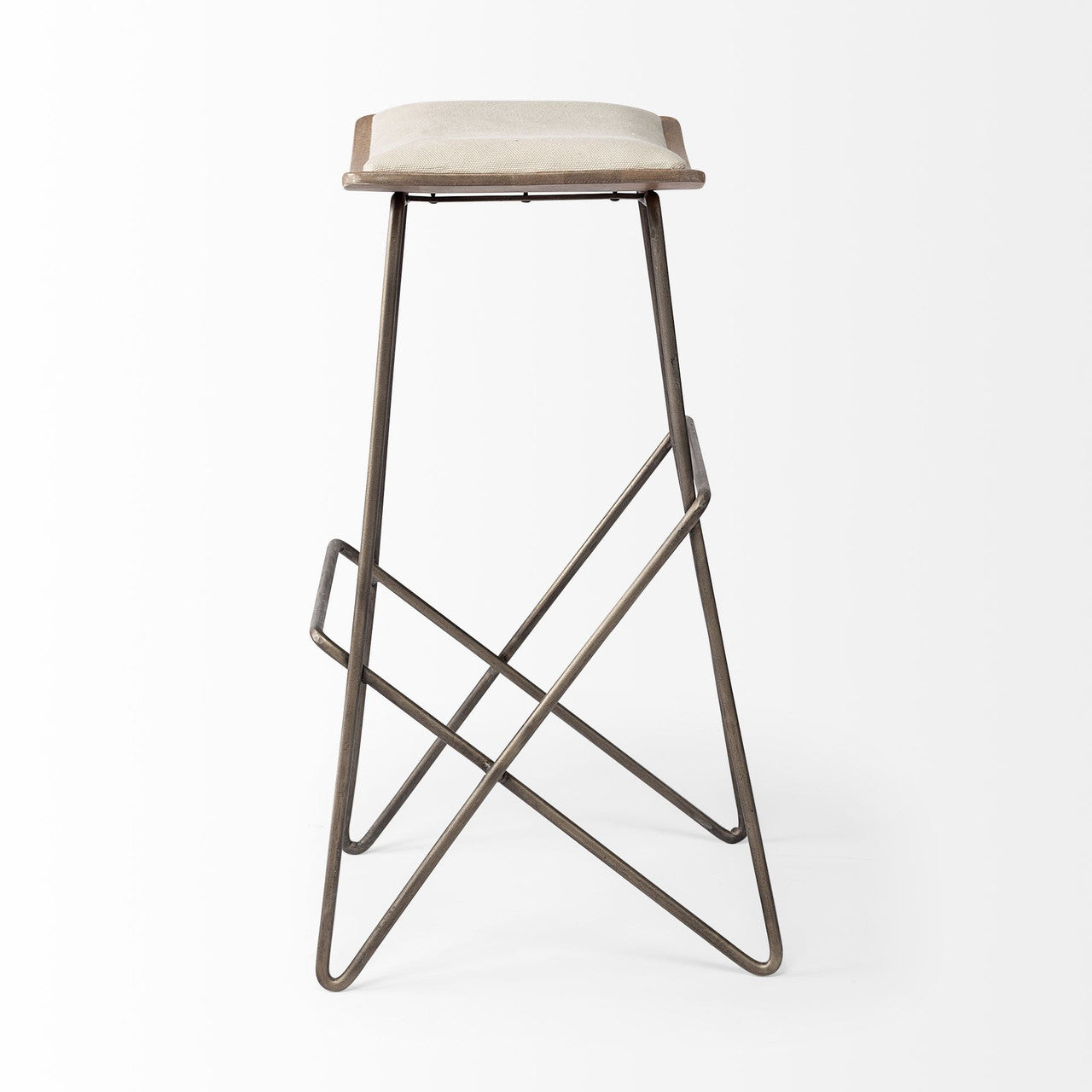 Katniss 30" Total Height Cream Fabric Seat Gold Metal Frame Bar Stool