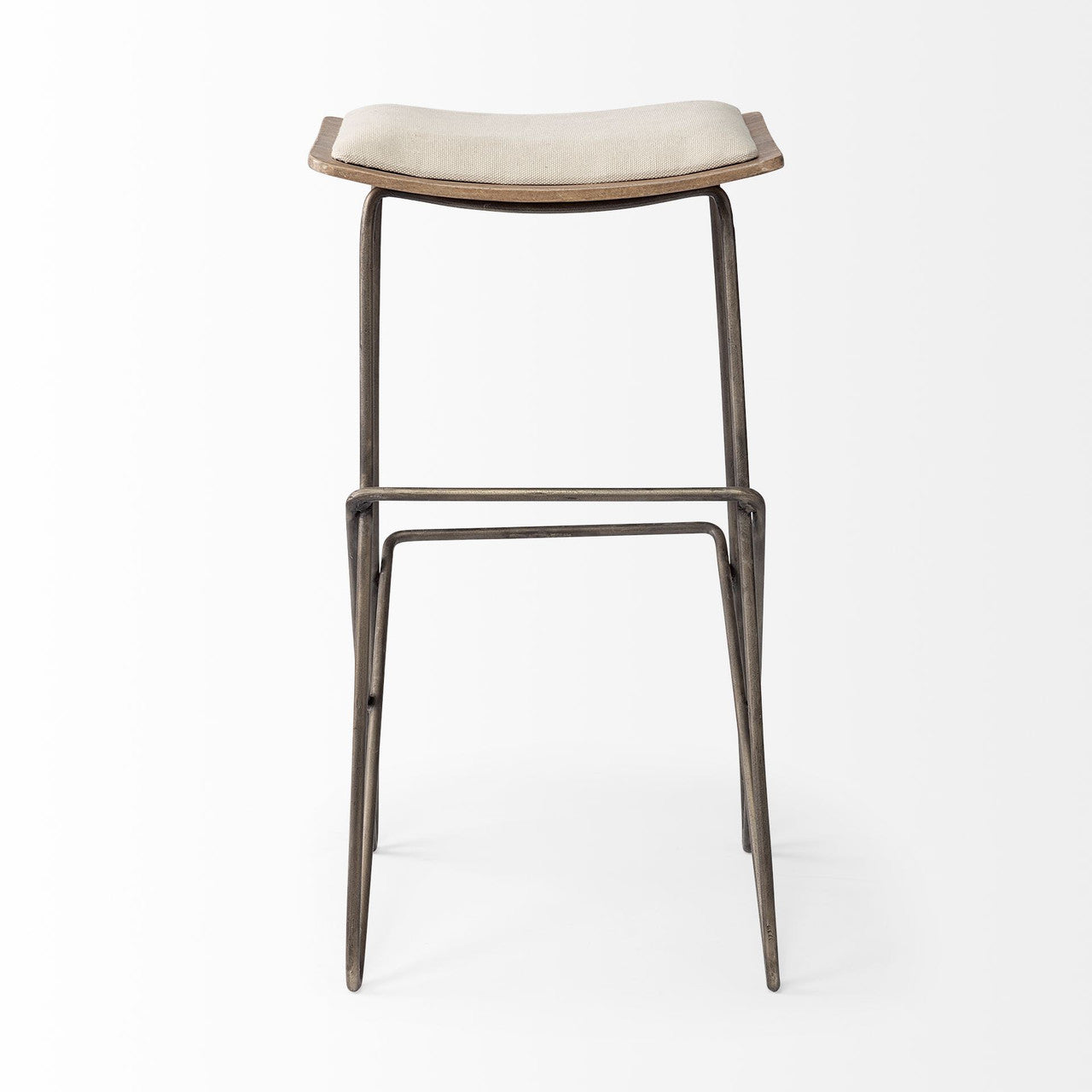 Katniss 30" Total Height Cream Fabric Seat Gold Metal Frame Bar Stool