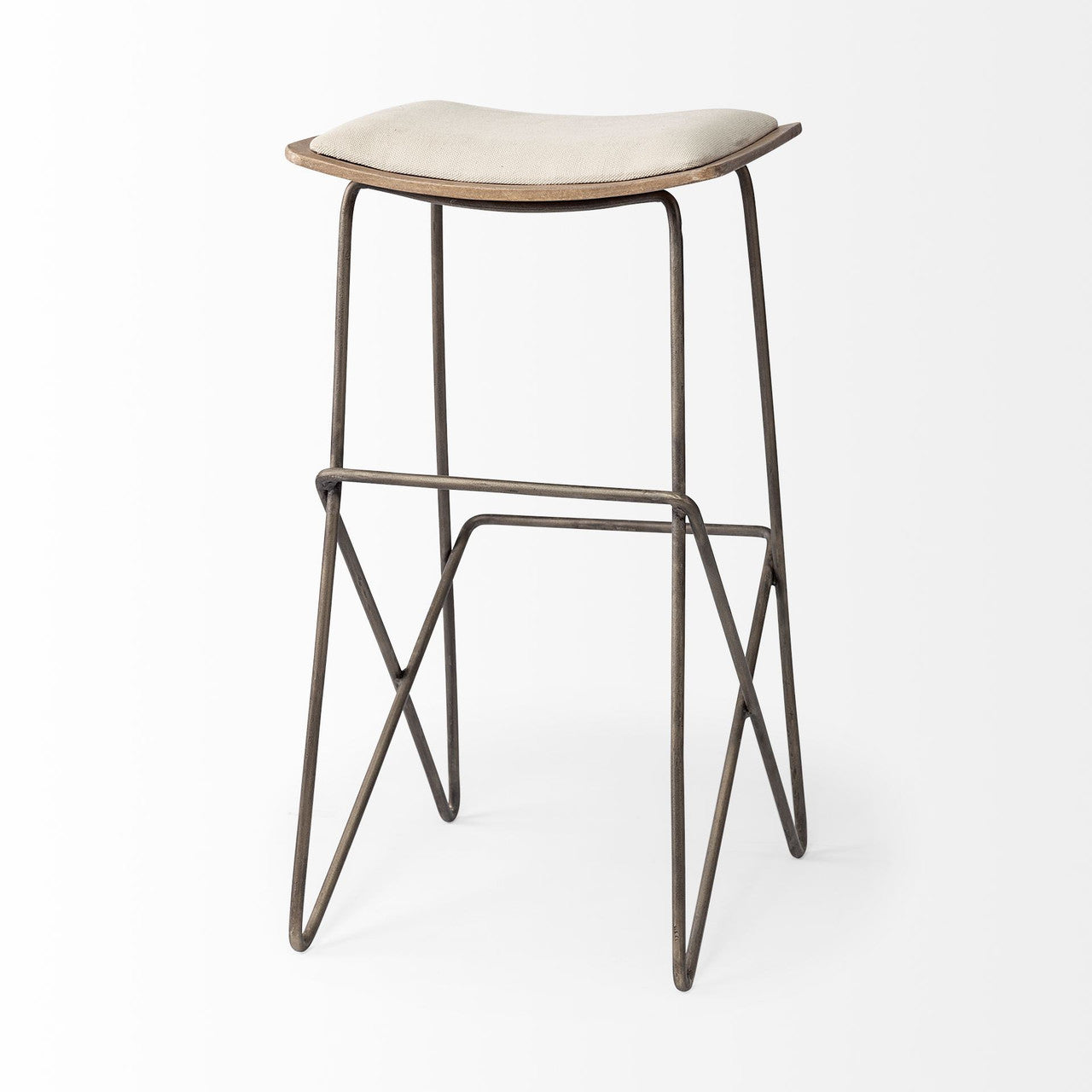 Katniss 30" Total Height Cream Fabric Seat Gold Metal Frame Bar Stool